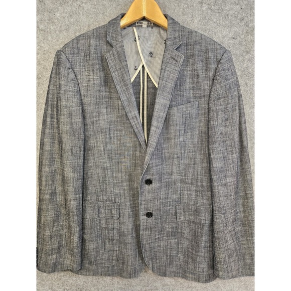 Express Photographer Fitted Blazer Jacket Men's 42 Regular‎ Gray Lined Cotton - Picture 1 of 13